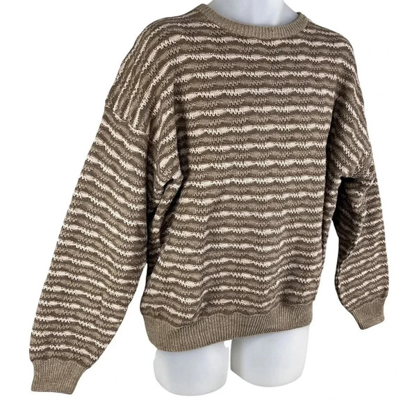 VTG Northern Isles Mens L Crewneck Sweater Ribbed Cuffs Hem Timeless Linen Blend - Picture 5 of 16